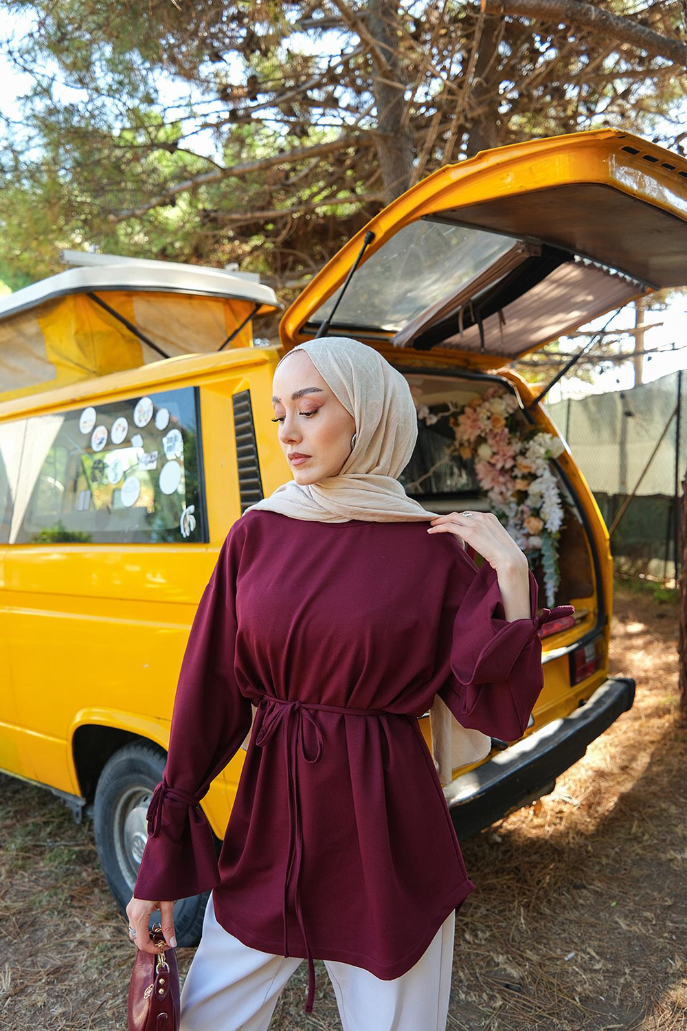 Bağcık Detaylı Sweatshirt Bordo