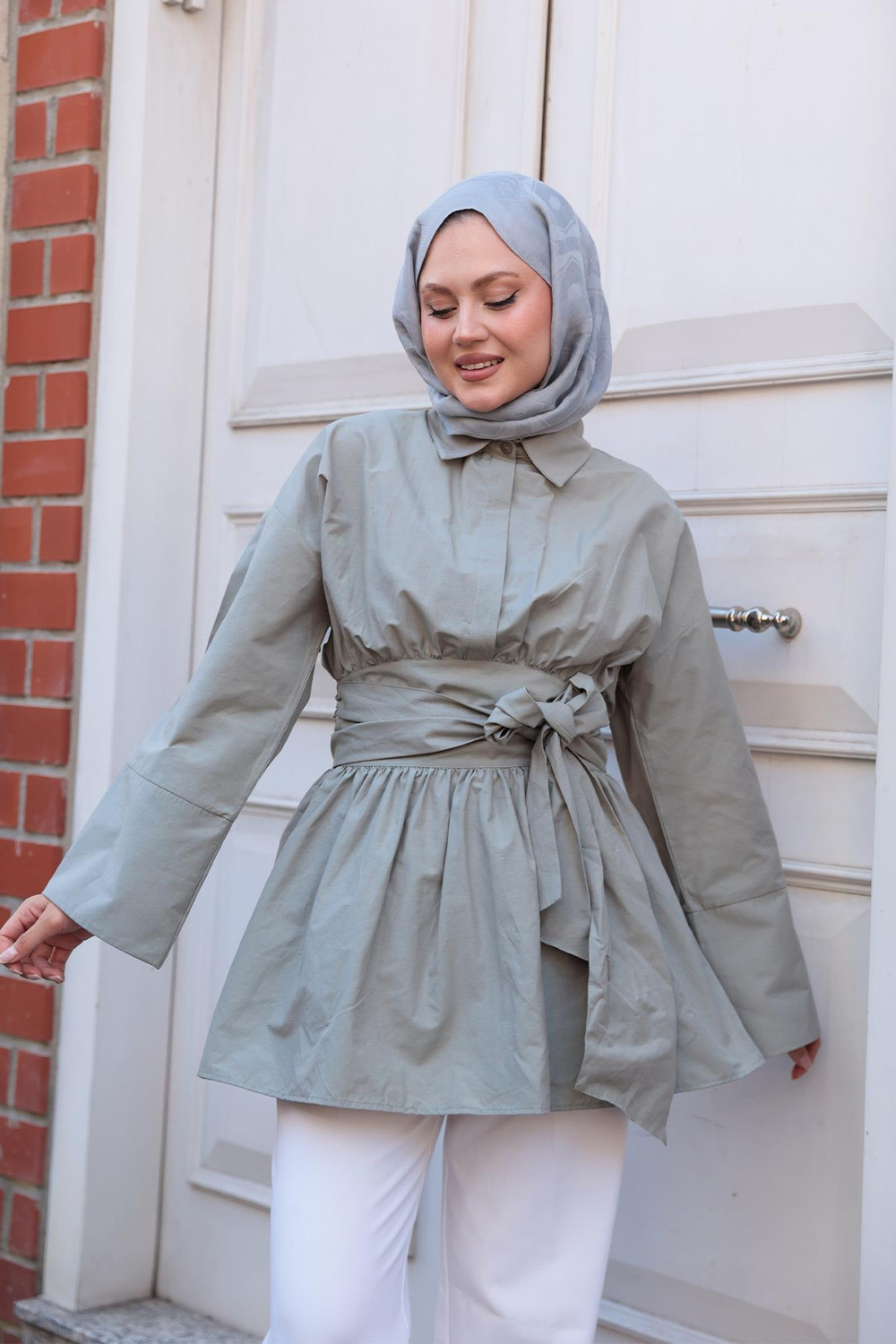 Bali Poplin Gömlek Küf Yeşil