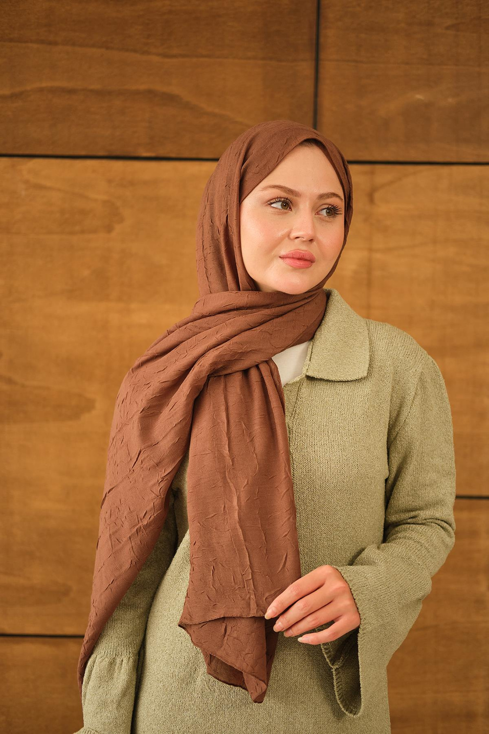 Bambu Kraş Şal Açık Kahve