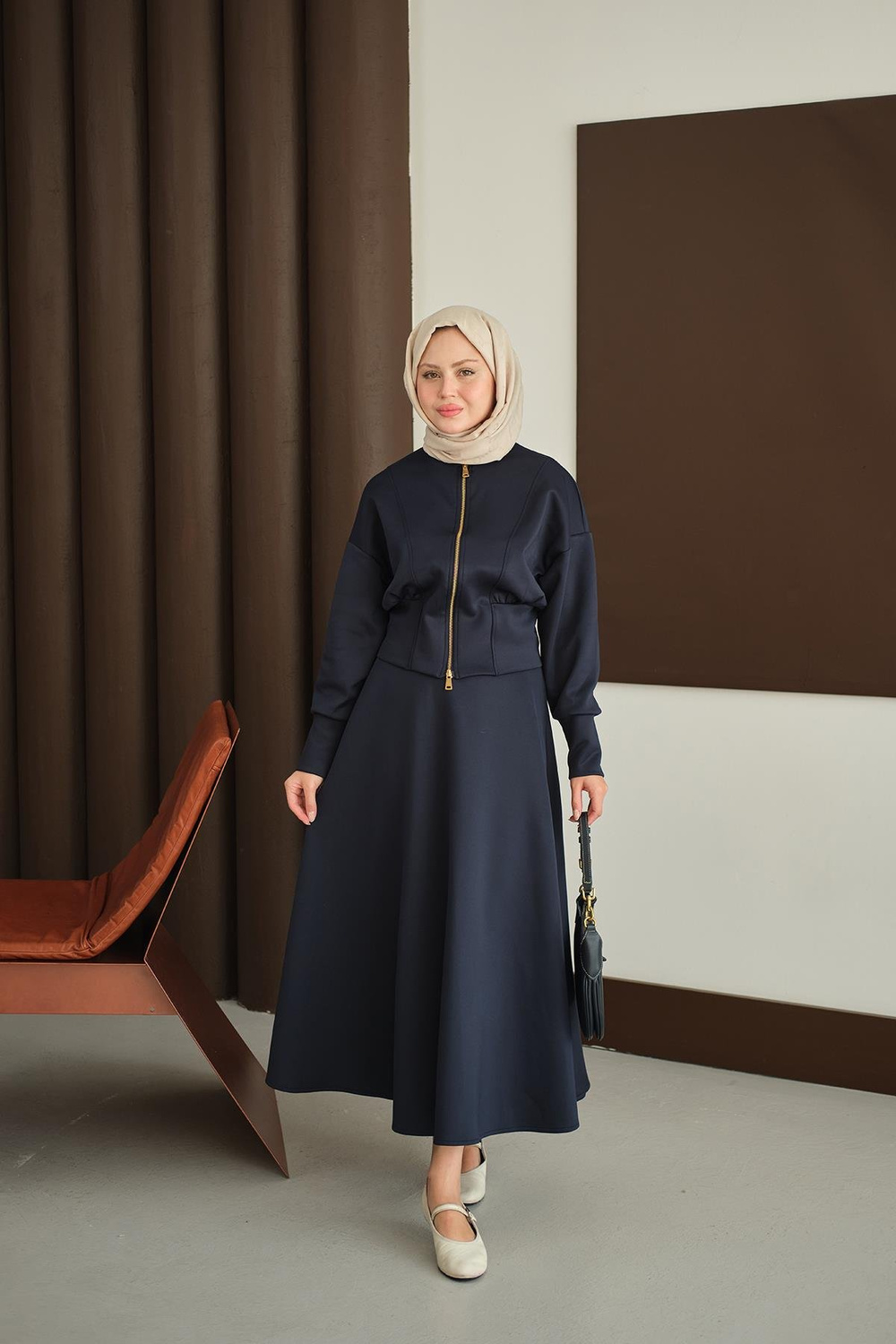 Beli Korse Detay Takım Lacivert