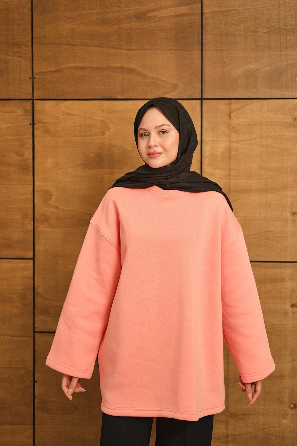 Bisiklet Yaka Sweat Somon