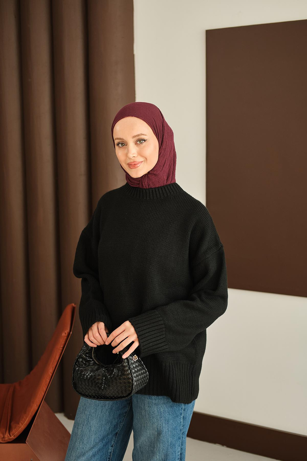 Bisiklet Yaka Triko Tunik Siyah