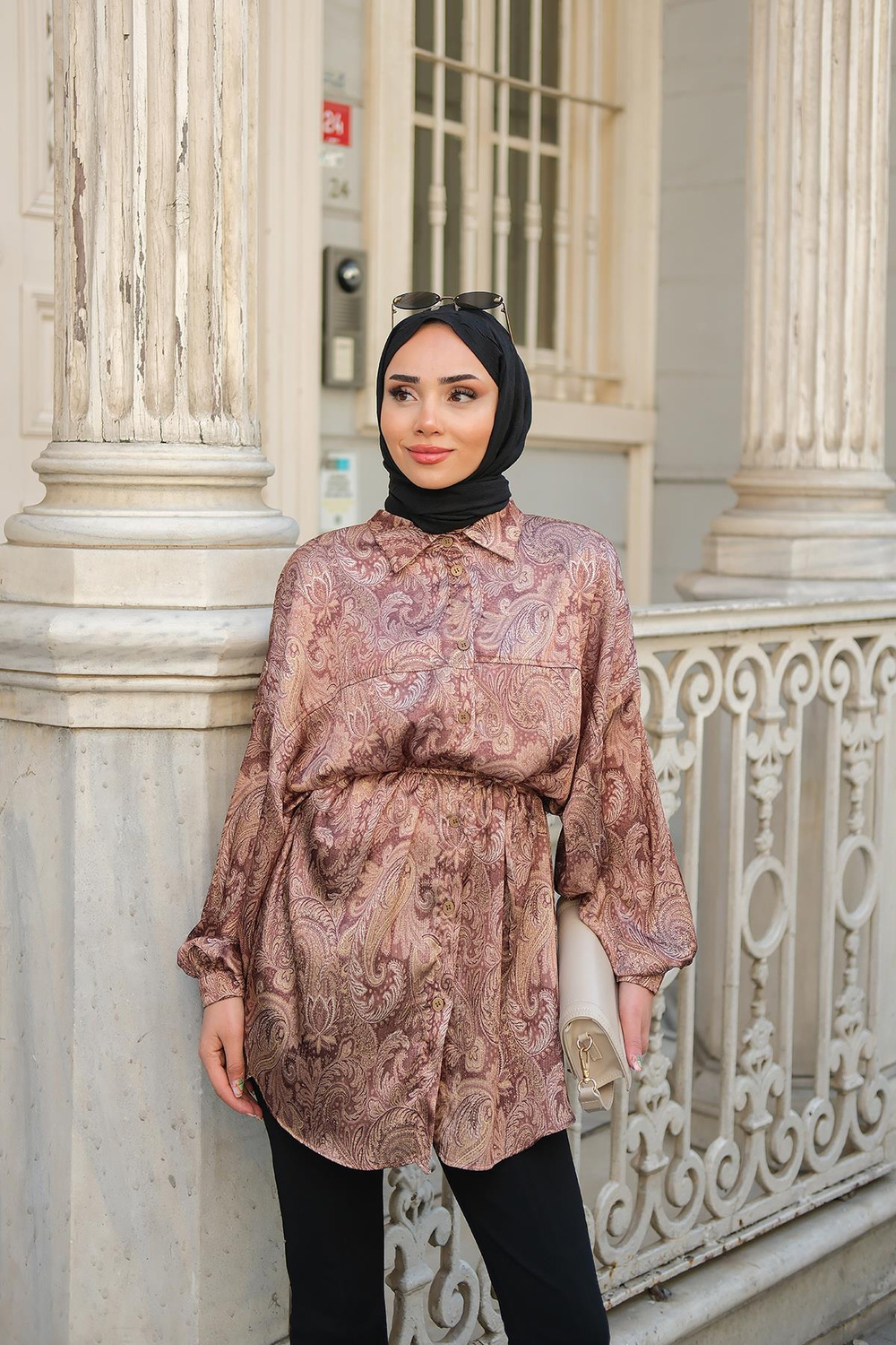 Cassime Saten Gömlek Kahverengi