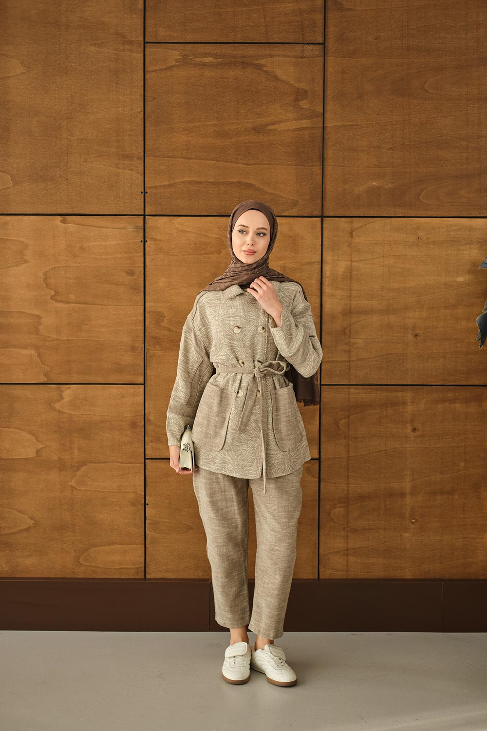 Çift Düğmeli Takım Vizon