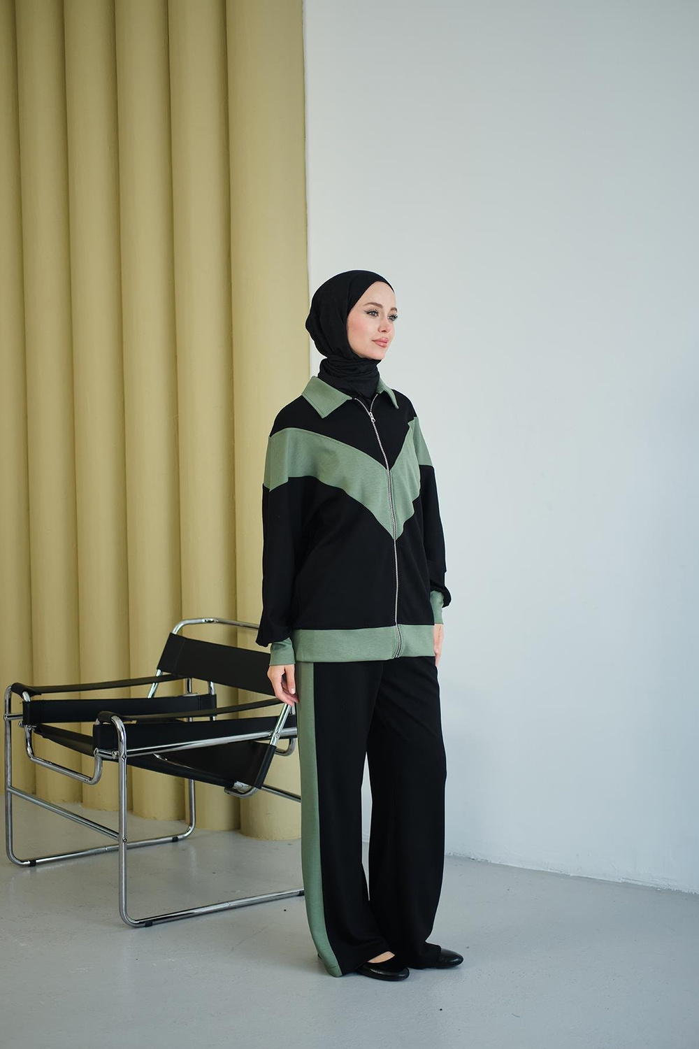 Çift Renk Detay İkili Takım Yeşil