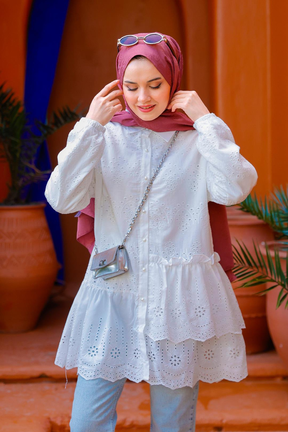 Dantel Detay Gömlek BEYAZ