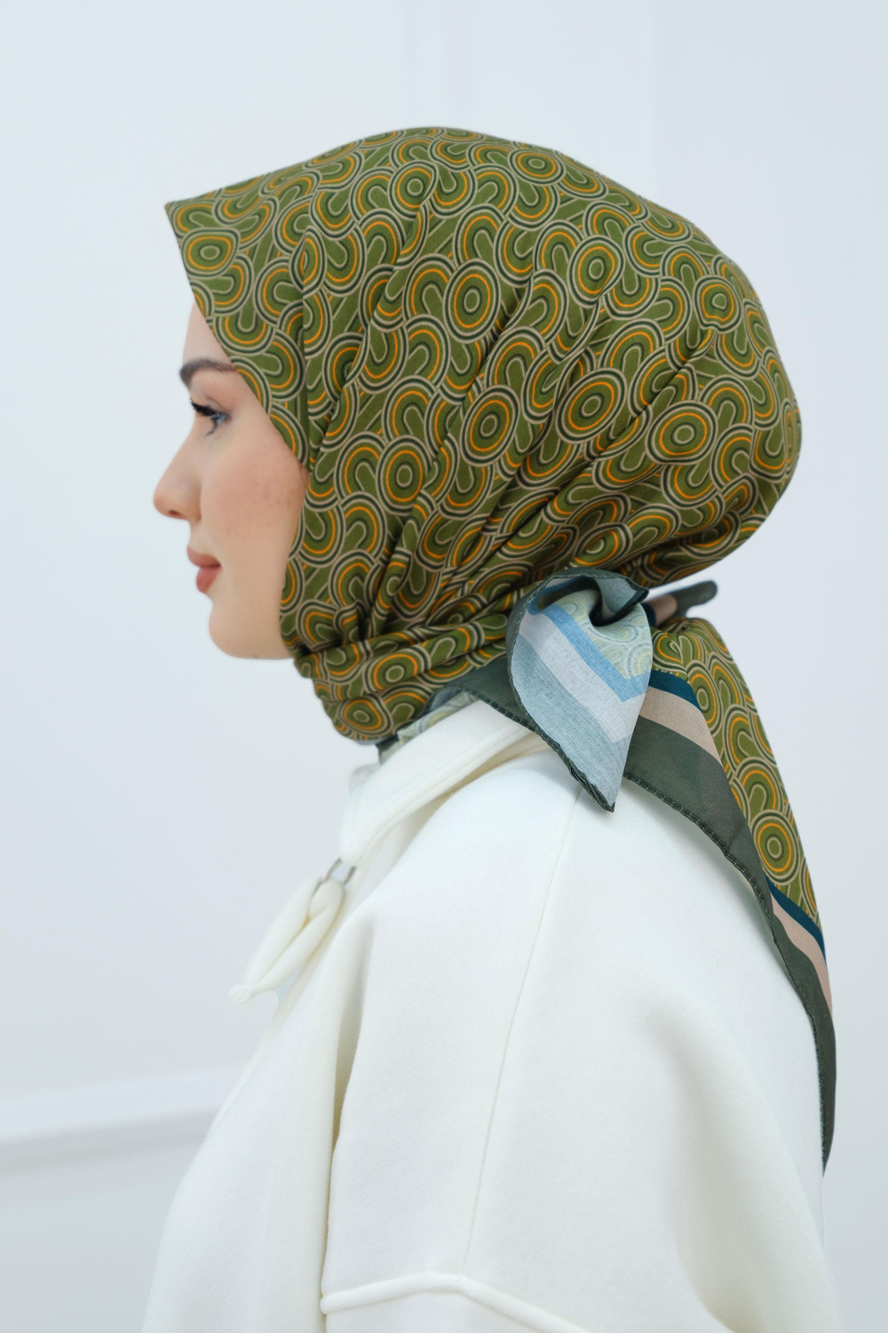 Desenli Soft Eşarp Koyu Yeşil