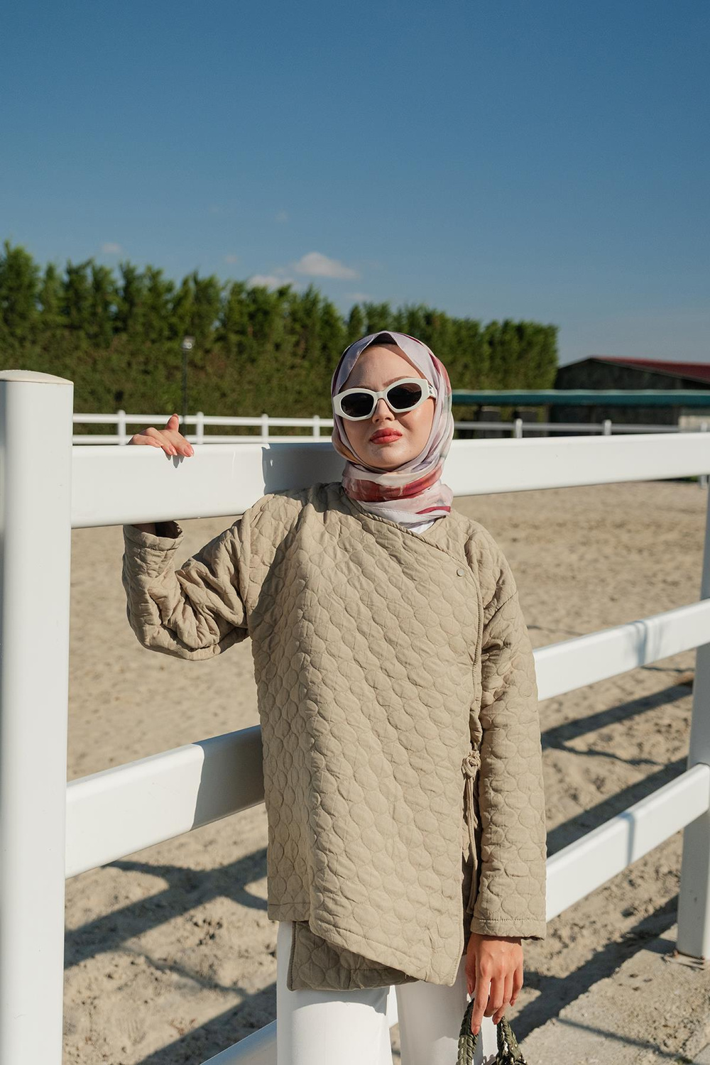 Düğme Detay Bağlamalı Ceket Küf Yeşil