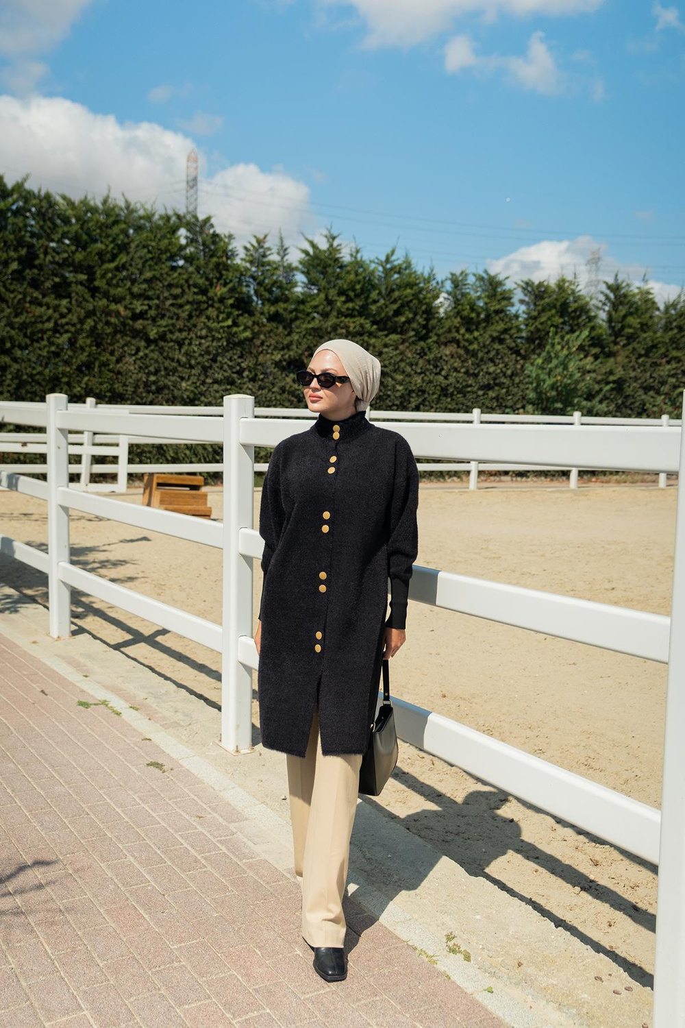 Düğmeli Triko Ceket Siyah