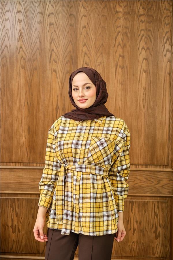 Ekose Desen Gömlek Sarı