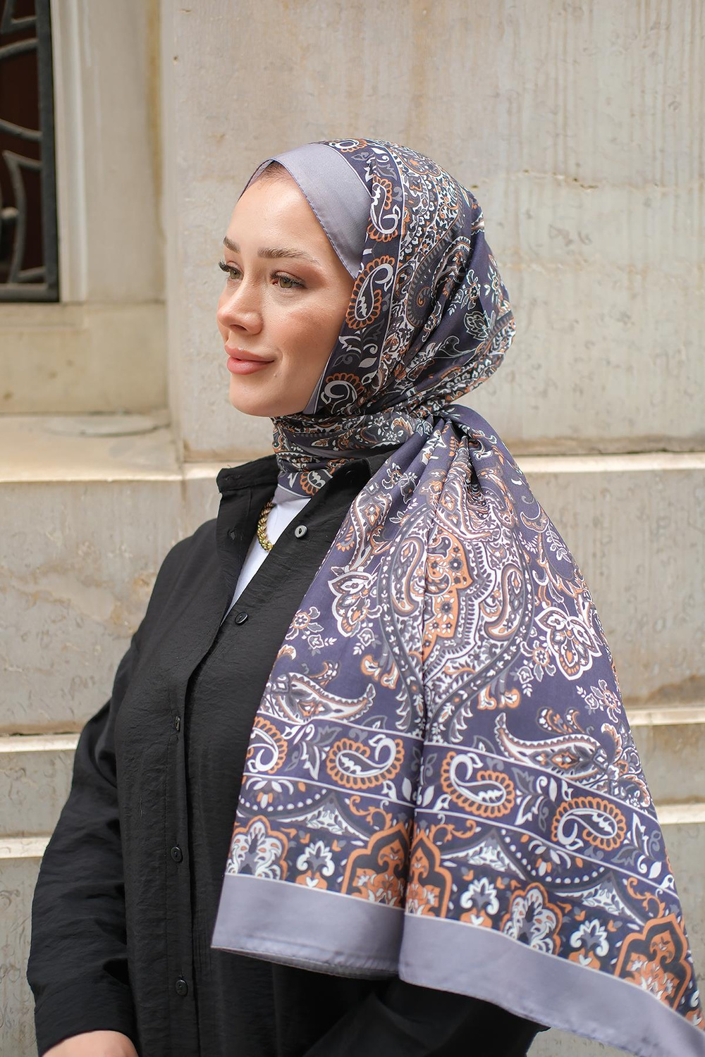 Etnik Desen Soft Şal Gri