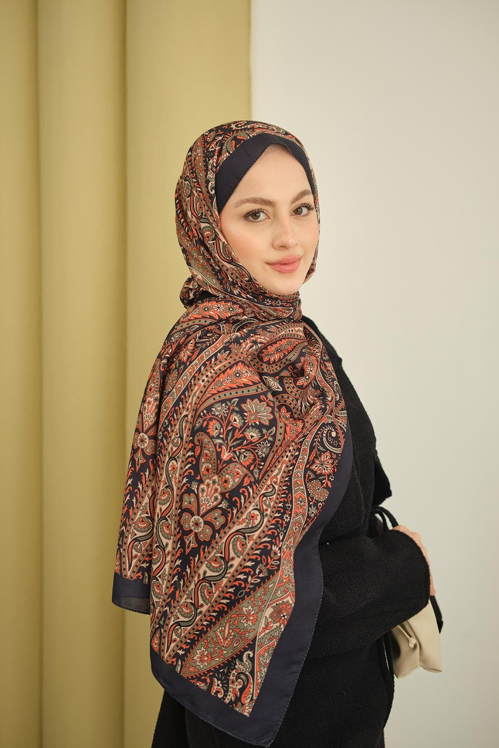 Etnik Desen Soft Şal Lacivert