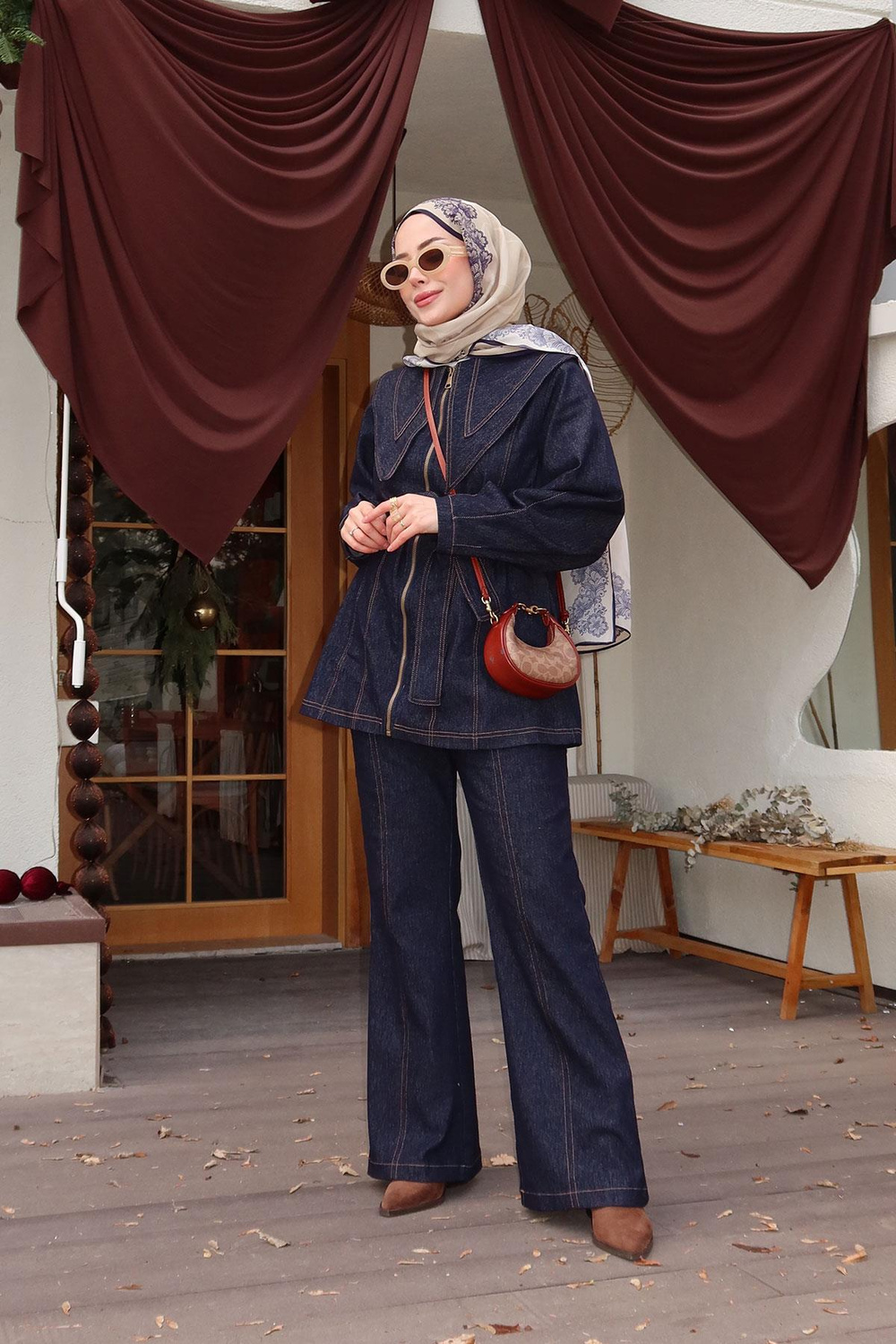 Fermuarlı Kot Takım Lacivert