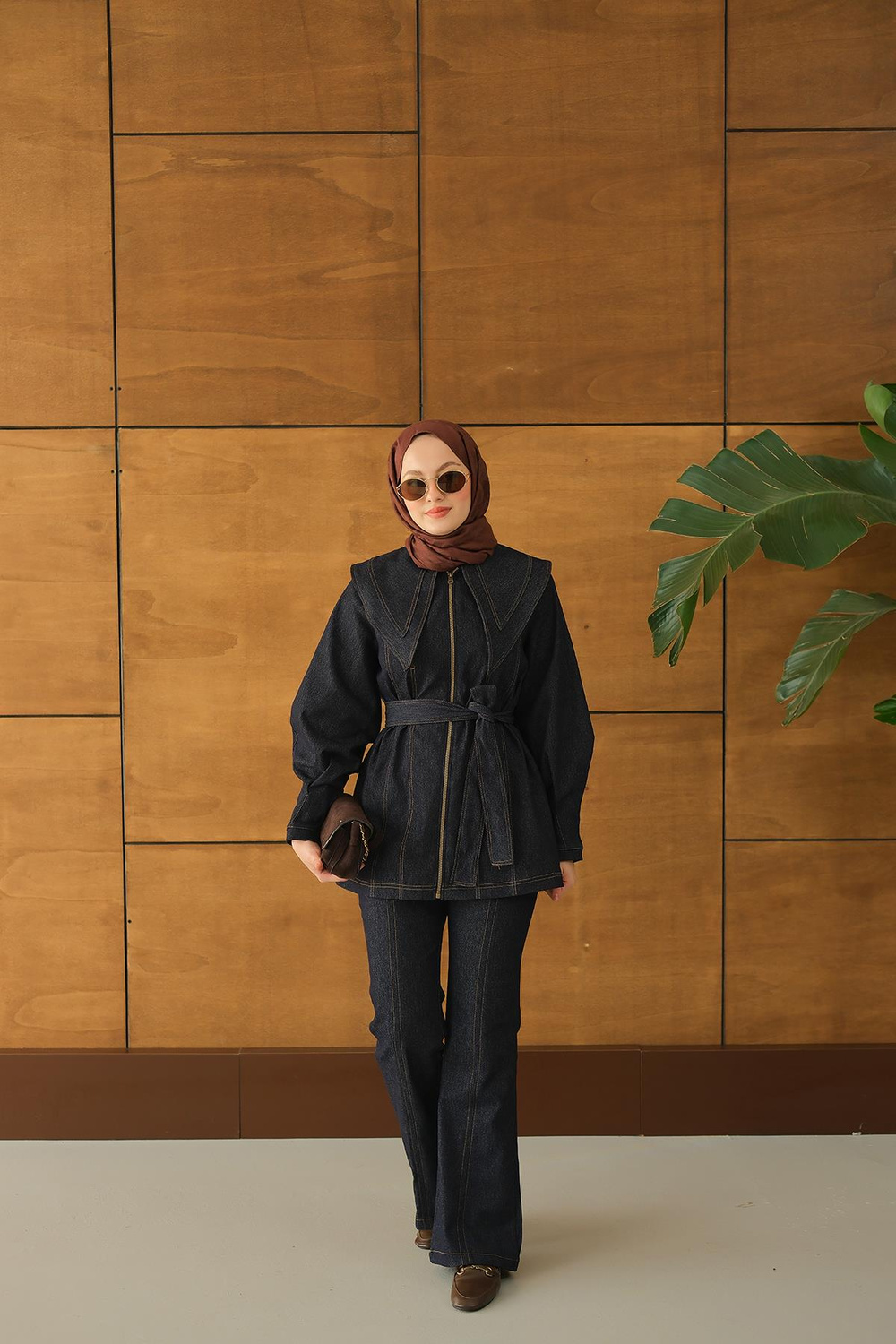 Fermuarlı Kot Takım Lacivert