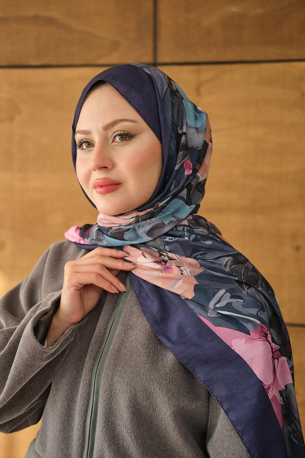 Fırça Desen Soft Şal Lacivert