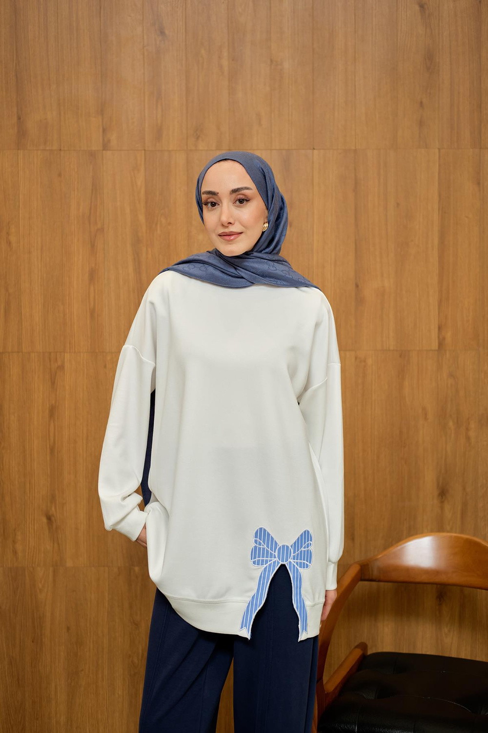 Fiyonk Nakışlı Tunik Ekru