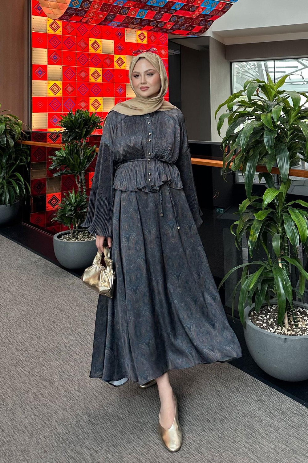 Freddy Desenli Piliseli Etekli Takım Lacivert