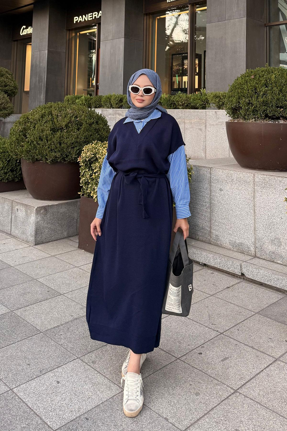 Garnili Triko Elbise Lacivert