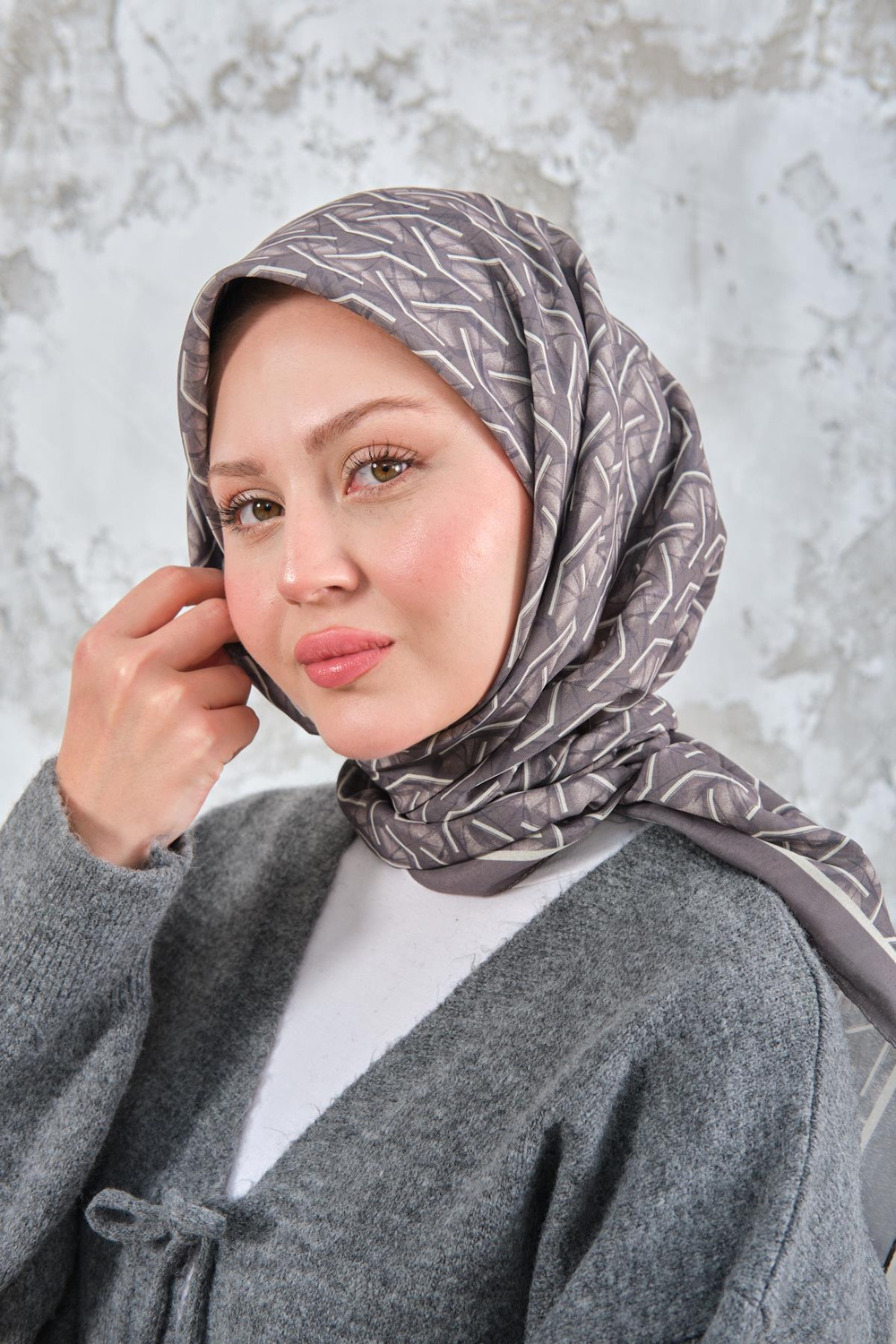 Geometrik Desen Eşarp Yağ Yeşil