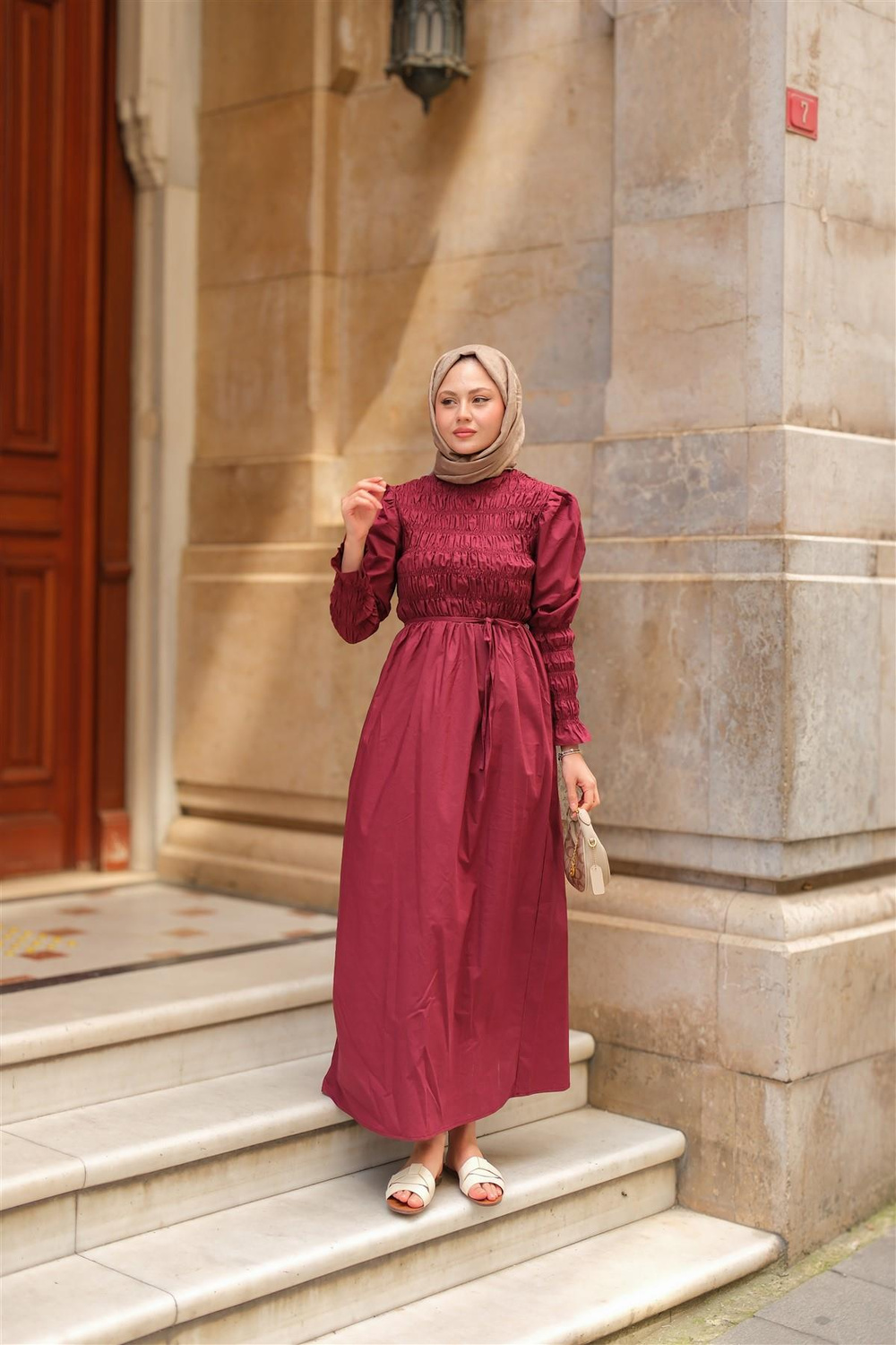 Gipeli Elbise Bordo