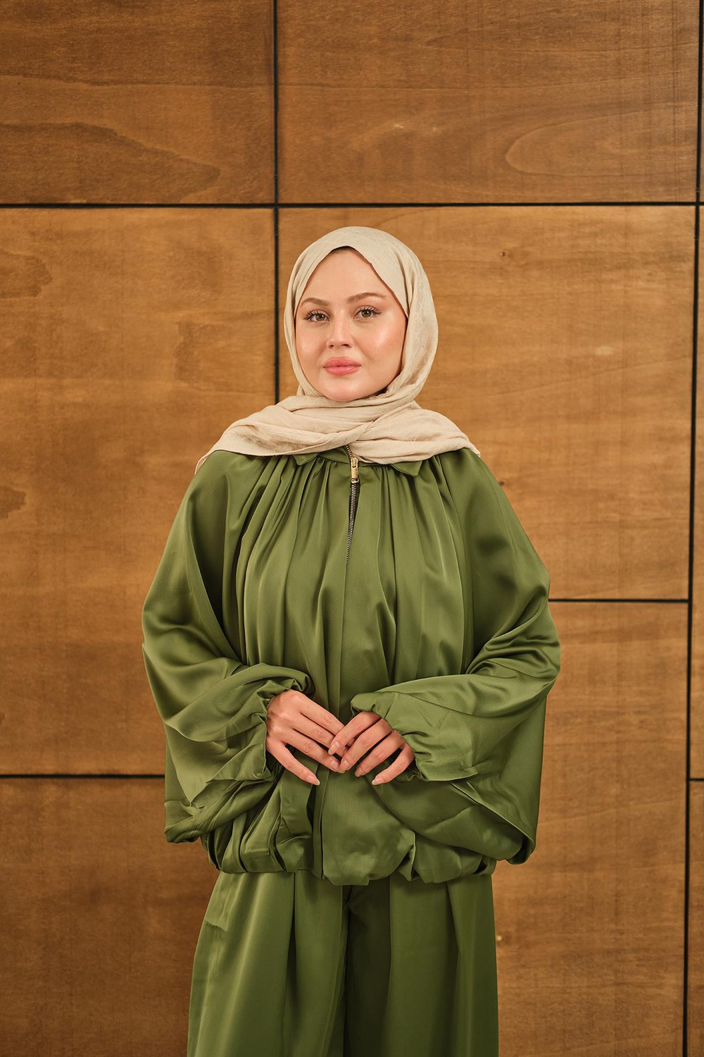 Gizli Fermuar Detay Takım Yeşil