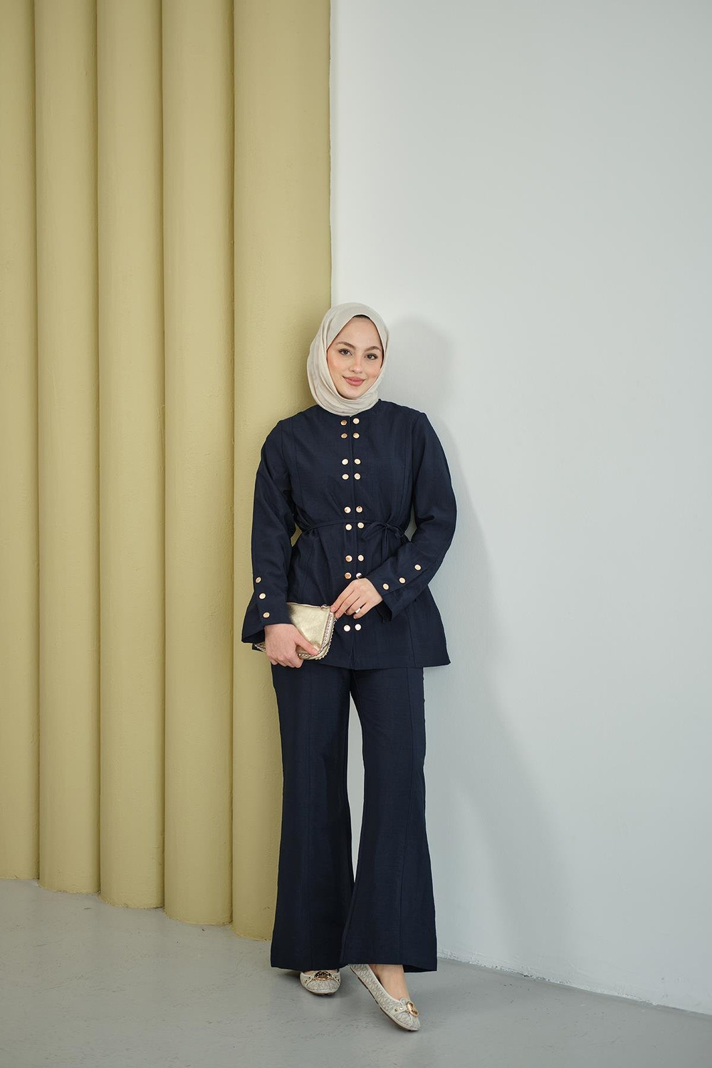 Gold Çıt Çıt Detay Takım Lacivert