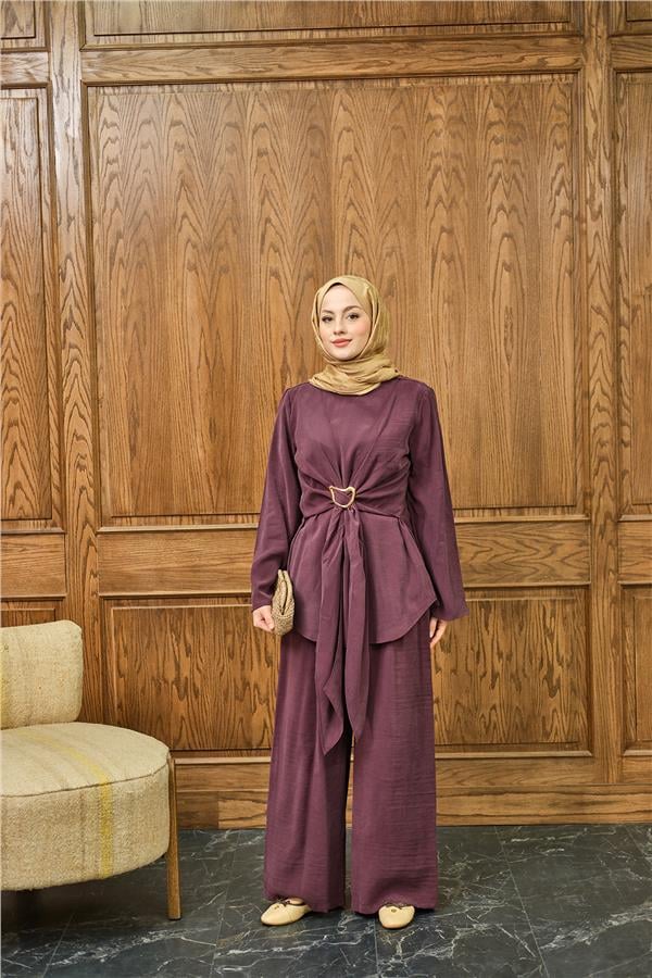 Gold Kemer Detay Takım Bordo