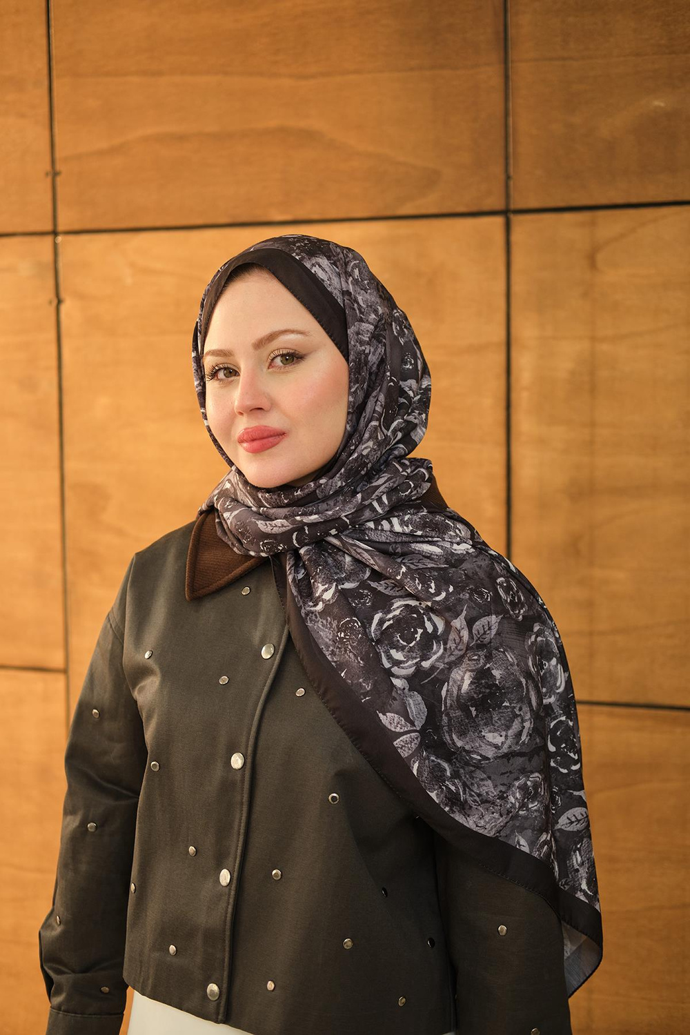 Gül Desen Soft Şal Gri