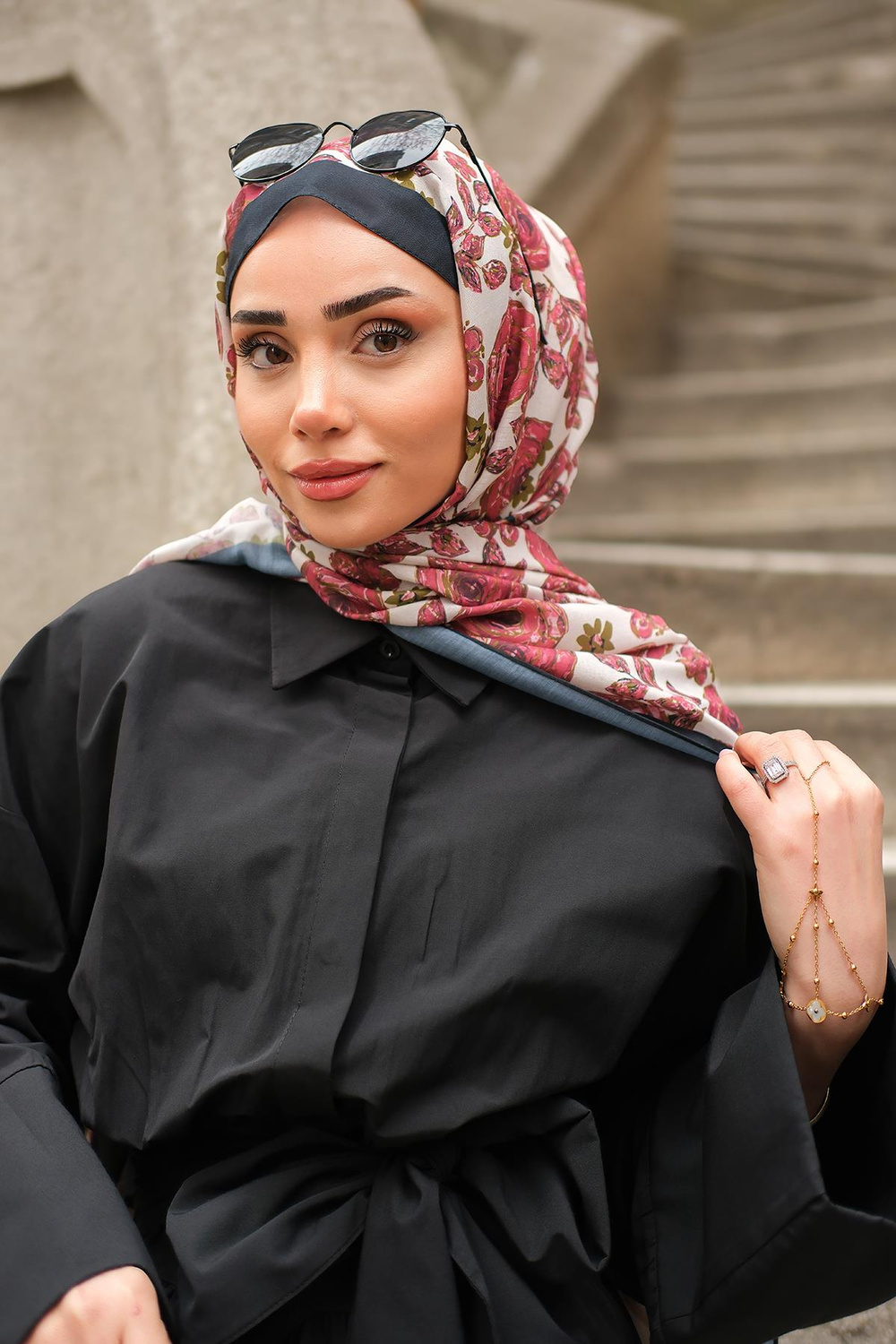 Gül Desen Soft Şal Kırmızı