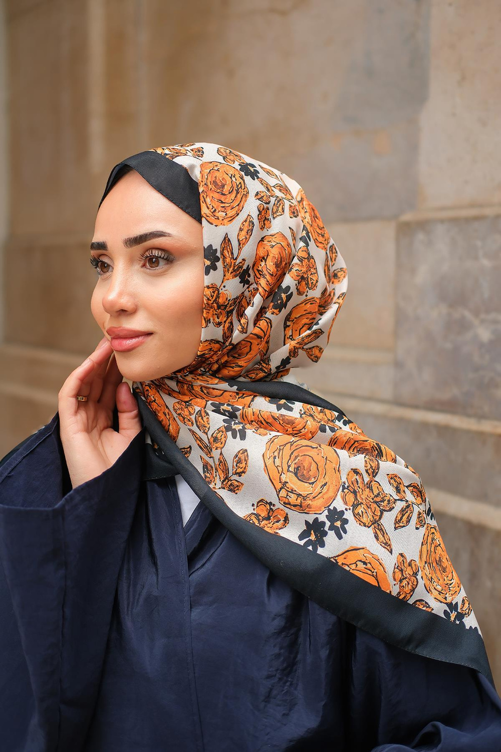 Gül Desen Soft Şal Turuncu