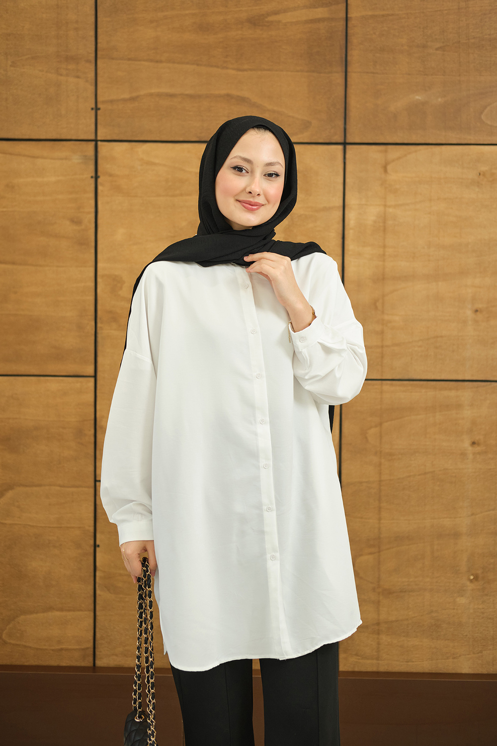 Hakim Yaka Basic Gömlek Beyaz