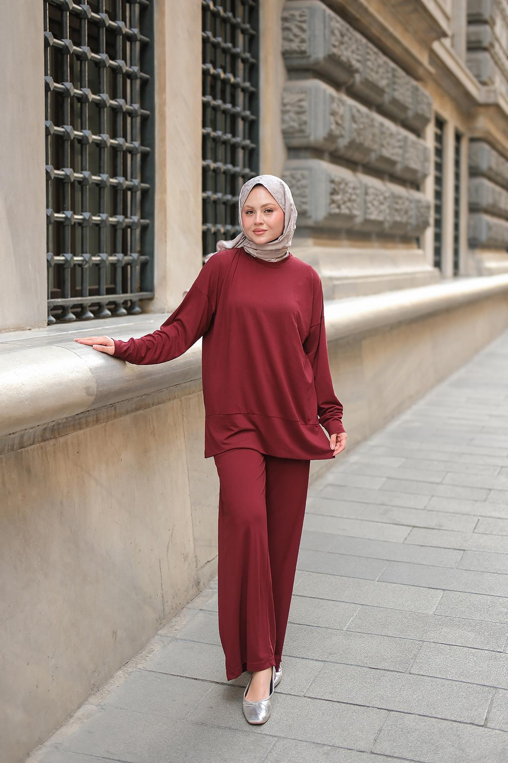 Kaftan Basic Takım Bordo