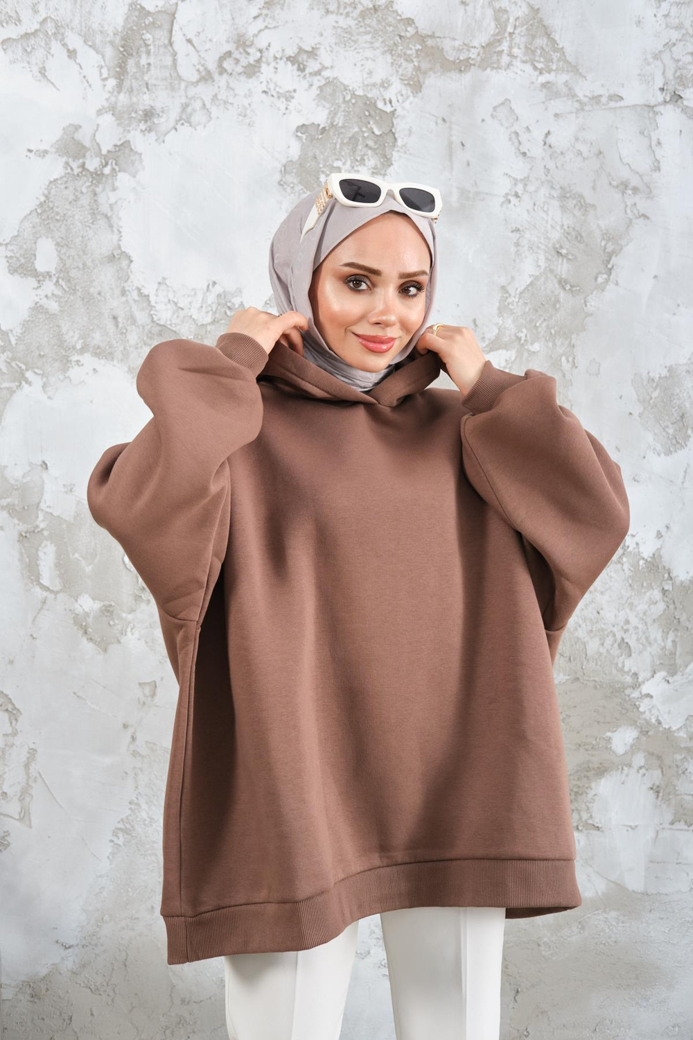 Kapüşonlu Sweat Açık Kahve