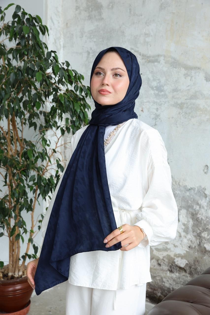 Kaz Ayağı Şal Lacivert