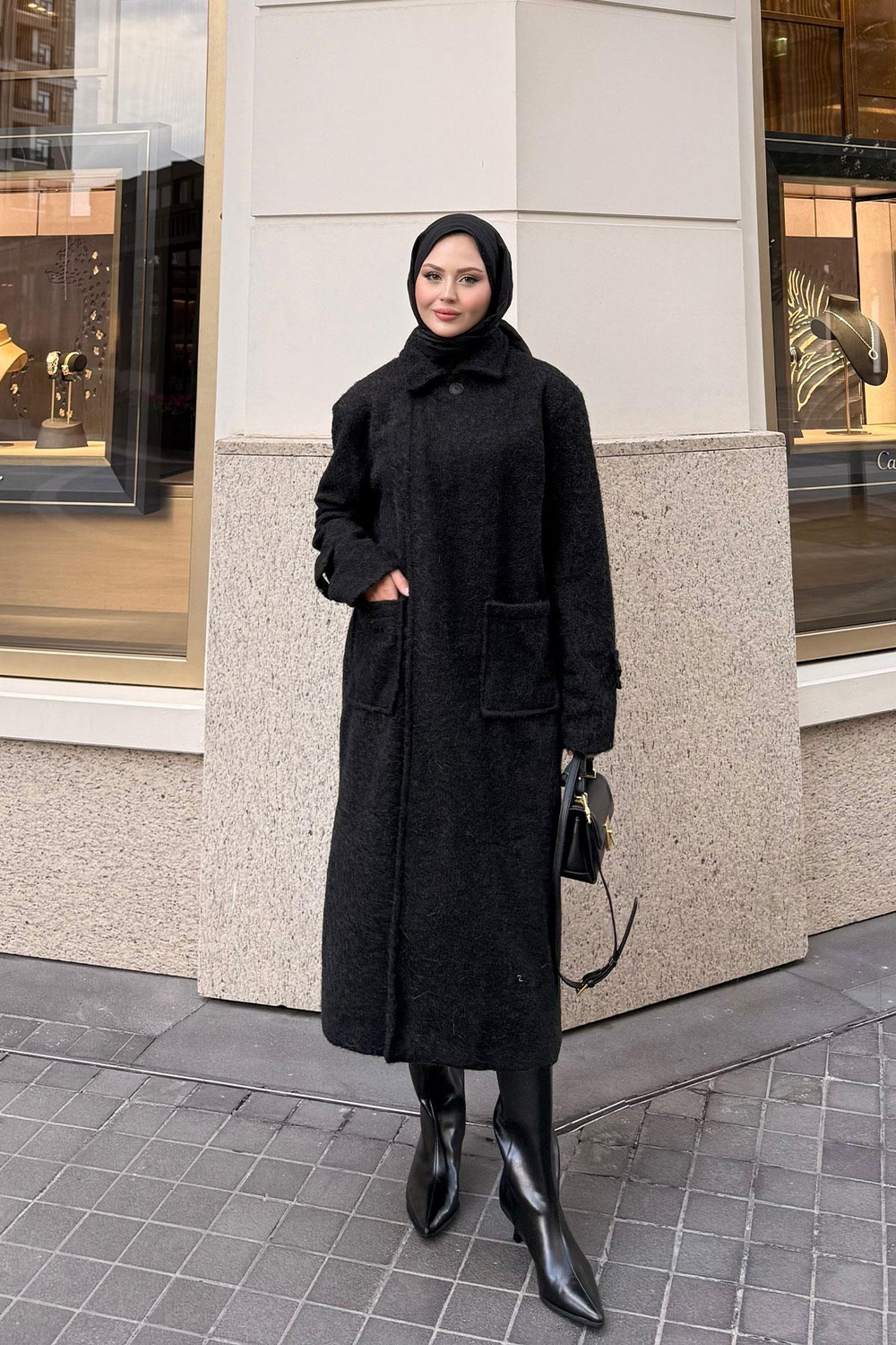 Keçe Kaşe Kaban Siyah