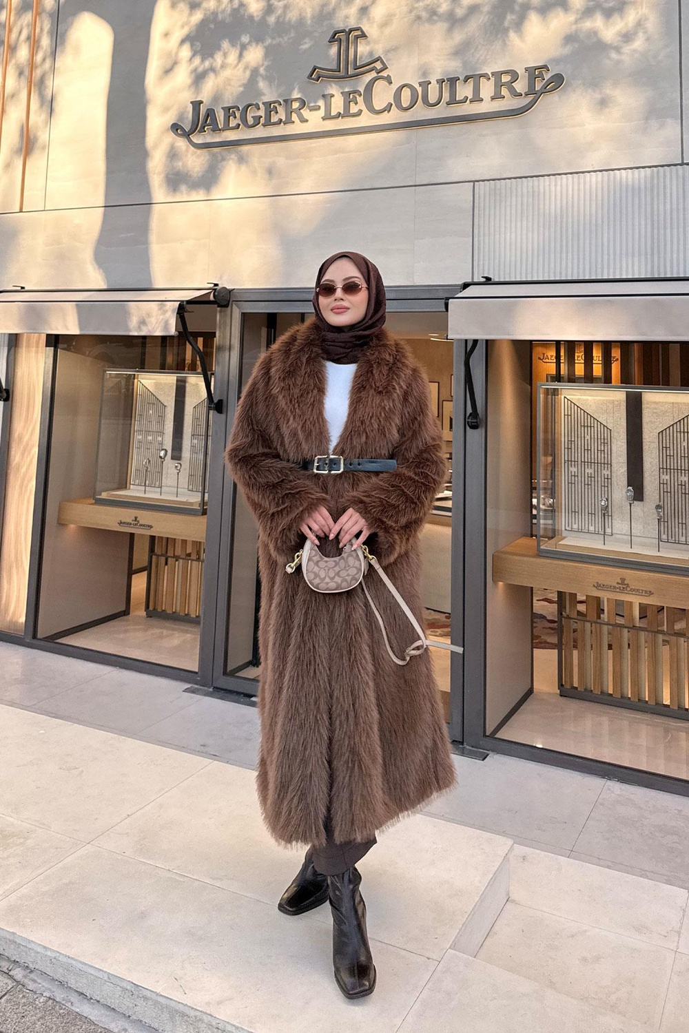 Kemer Detay Kürk Kaban Kahverengi