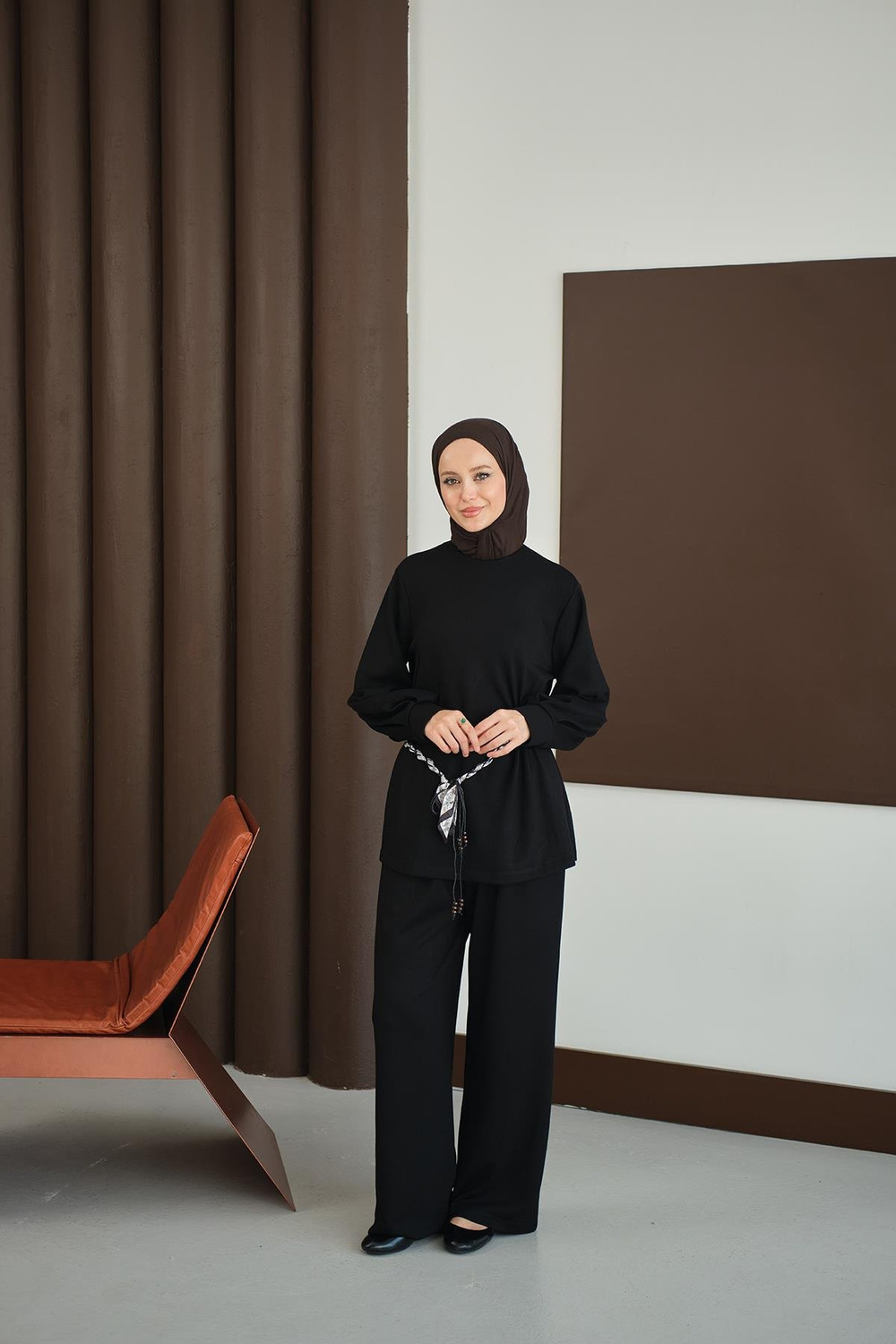 Kemeri Desenli Takım Siyah