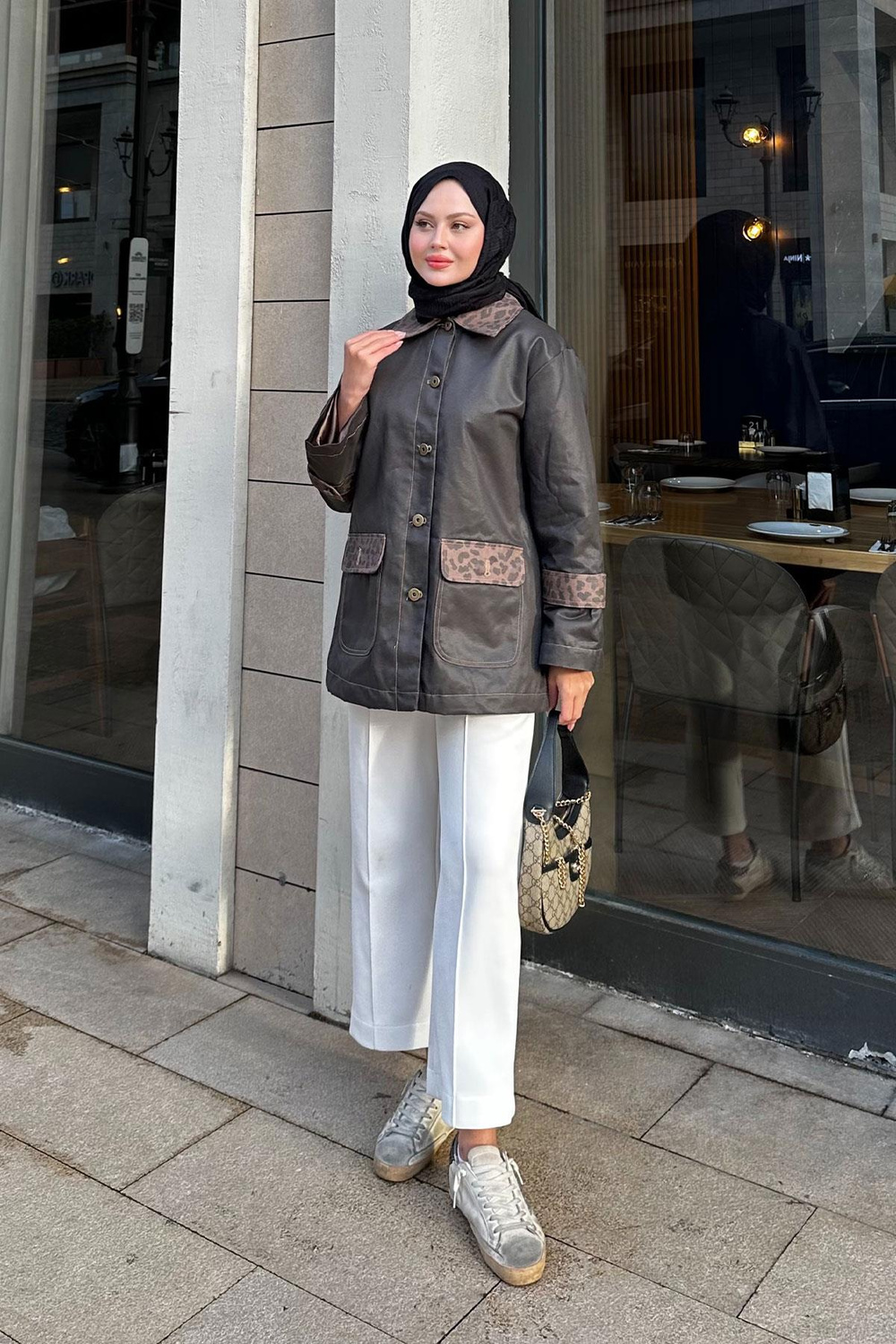 Kolları Apoletli Trenç Kahverengi