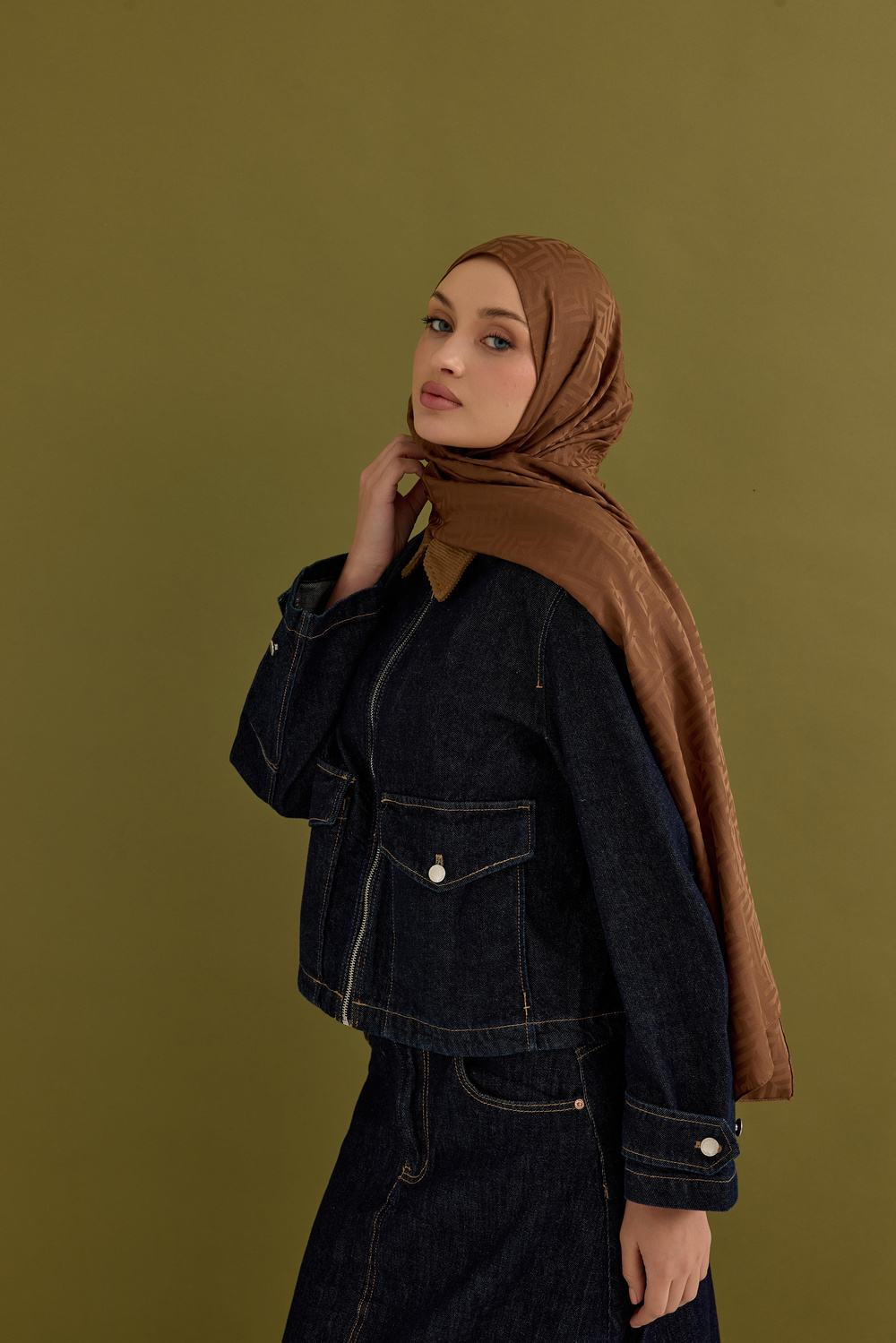 Lap Desen Şal Kahverengi