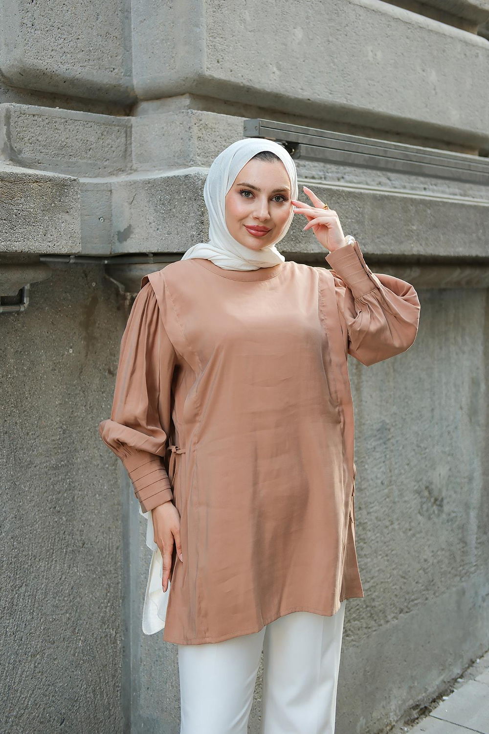 Nervur Detay Cupra Tencel Tunik Vizon