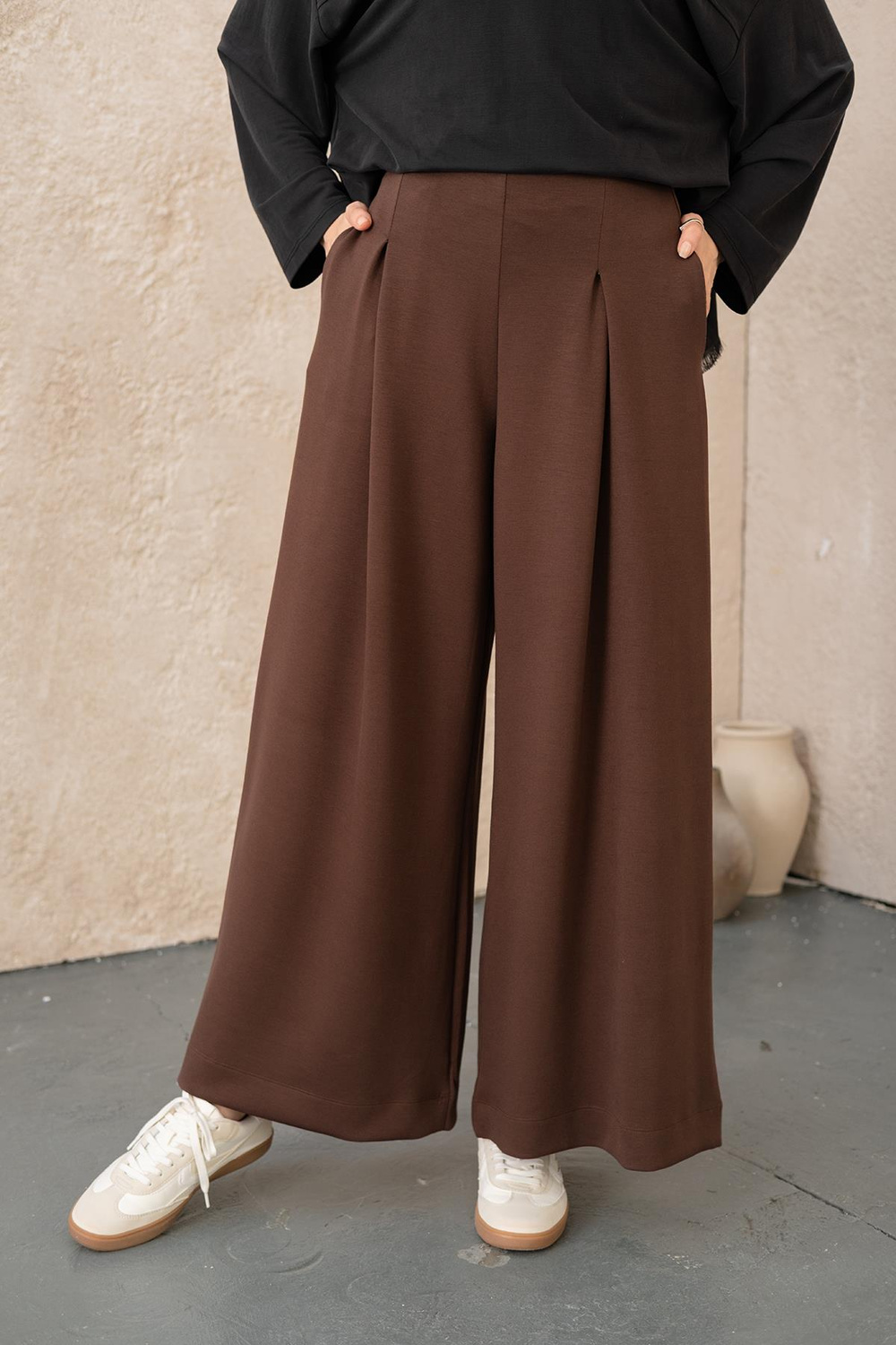 Pile Detay Pantolon Kahverengi