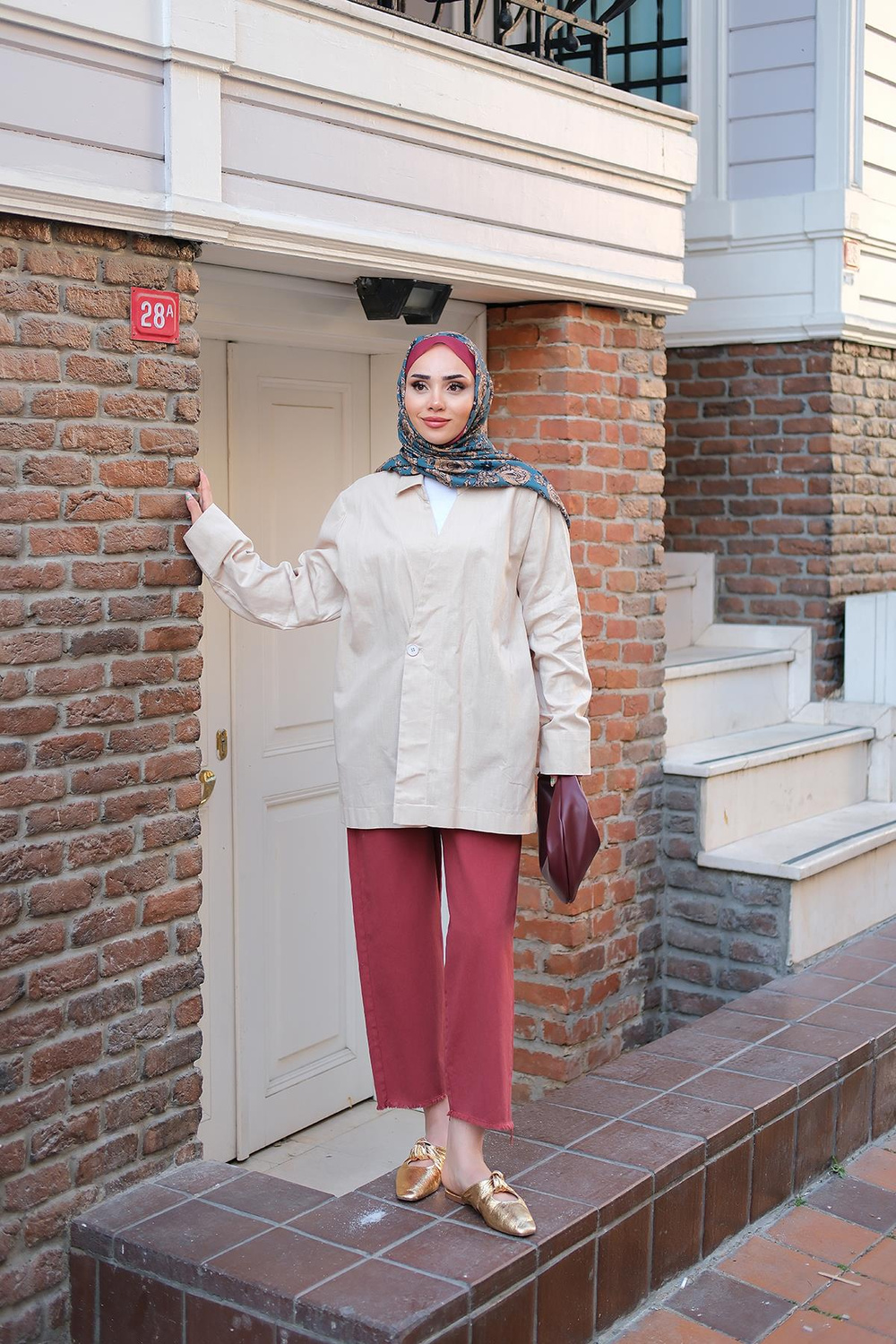 Pileli Ham Pantolon Bordo