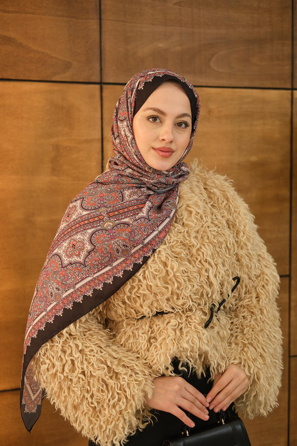 Retro Desen Soft Şal Pudra