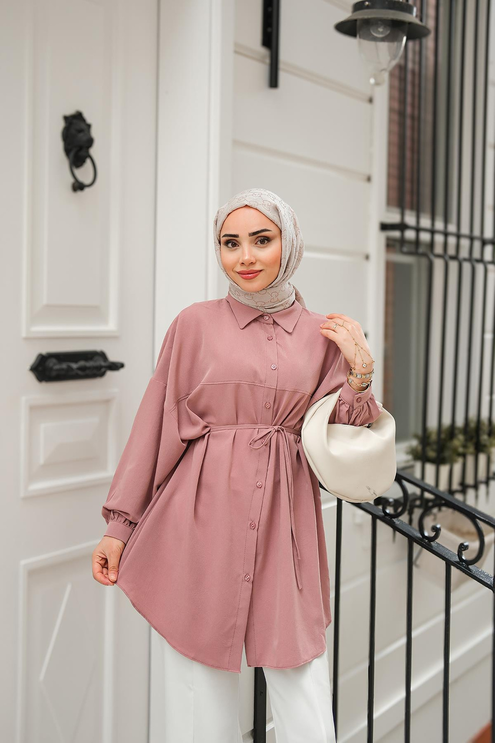 Robadan Dikişli Gömlek Gül Kurusu