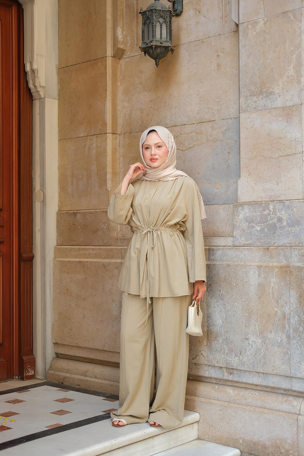 Taş Detaylı İkili Takım Küf Yeşil