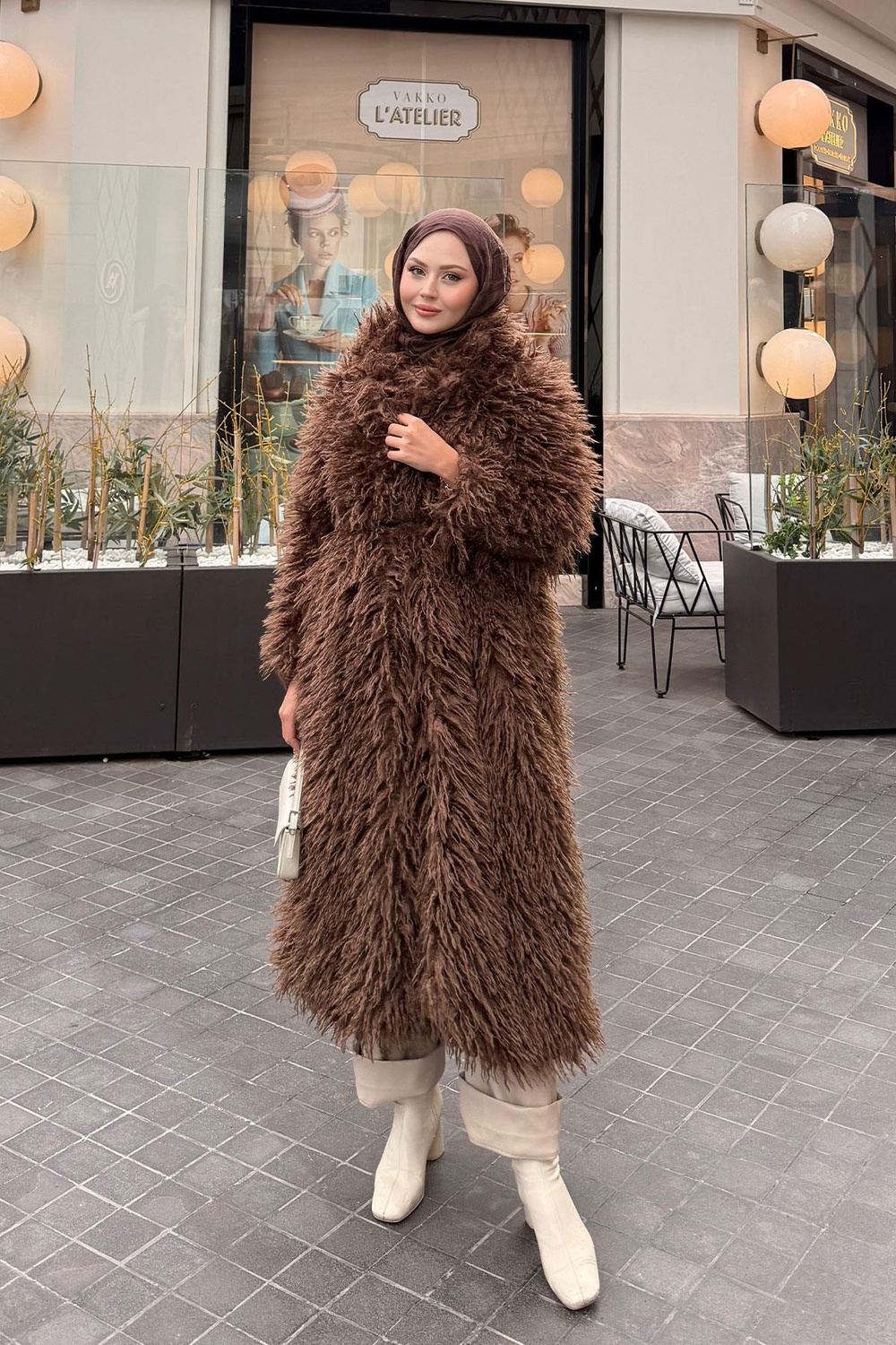 Tüylü Peluş Kaban Kahverengi