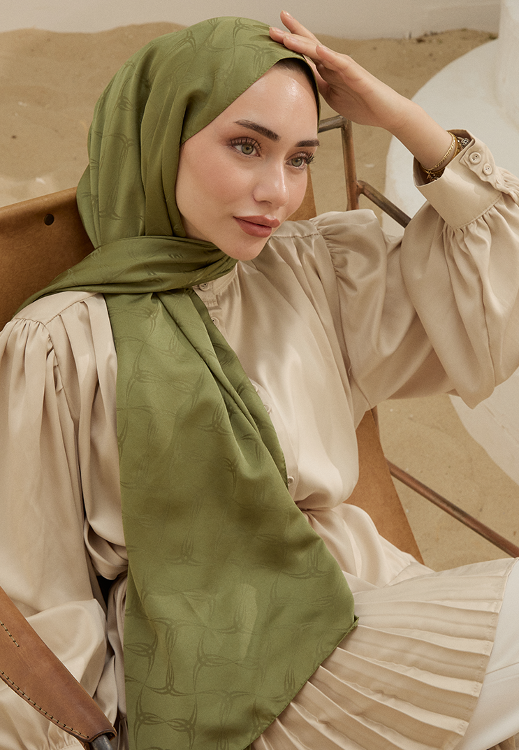 Wove Desen Şal Çimen Yeşil