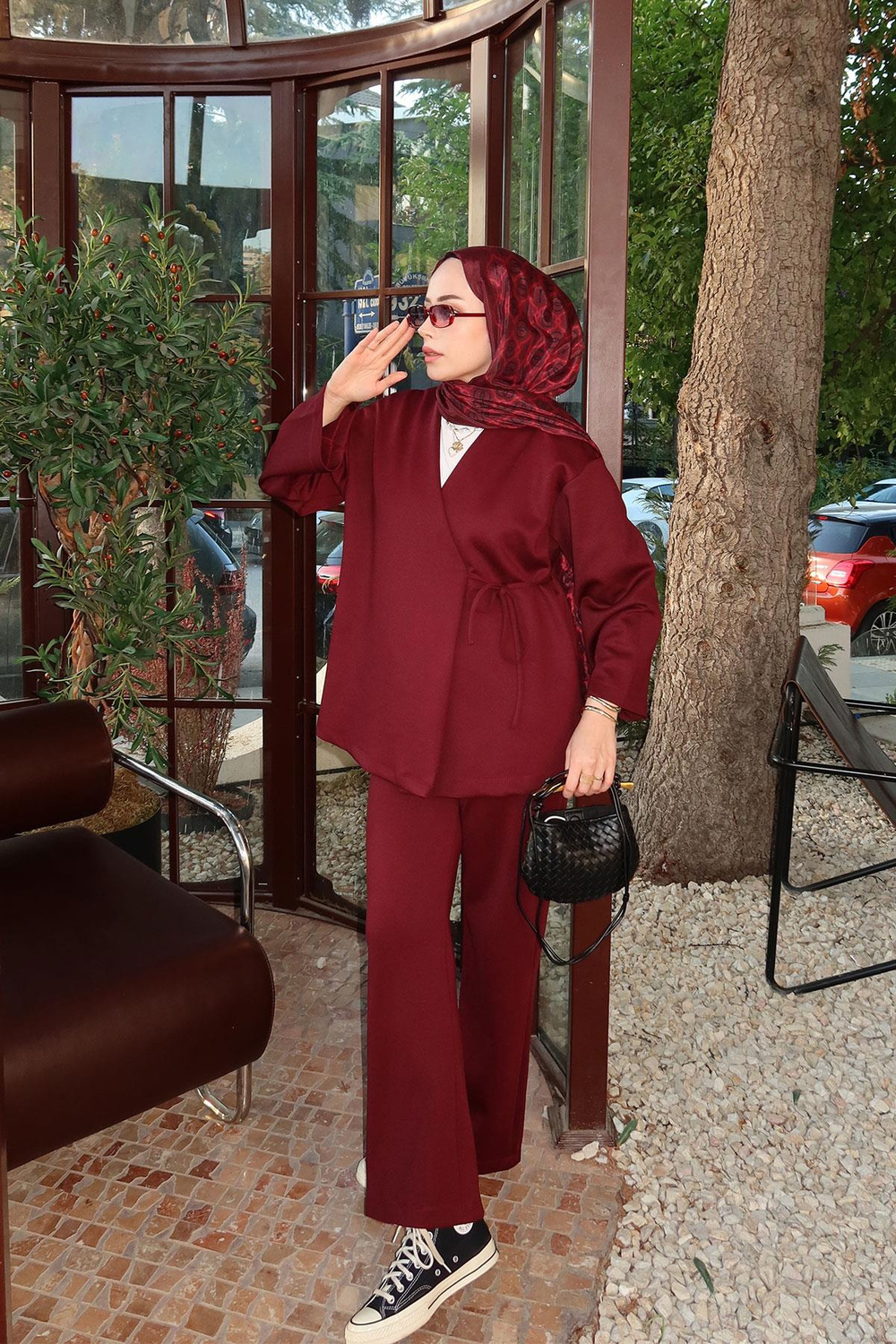 Yan Bağlamalı Takım Bordo