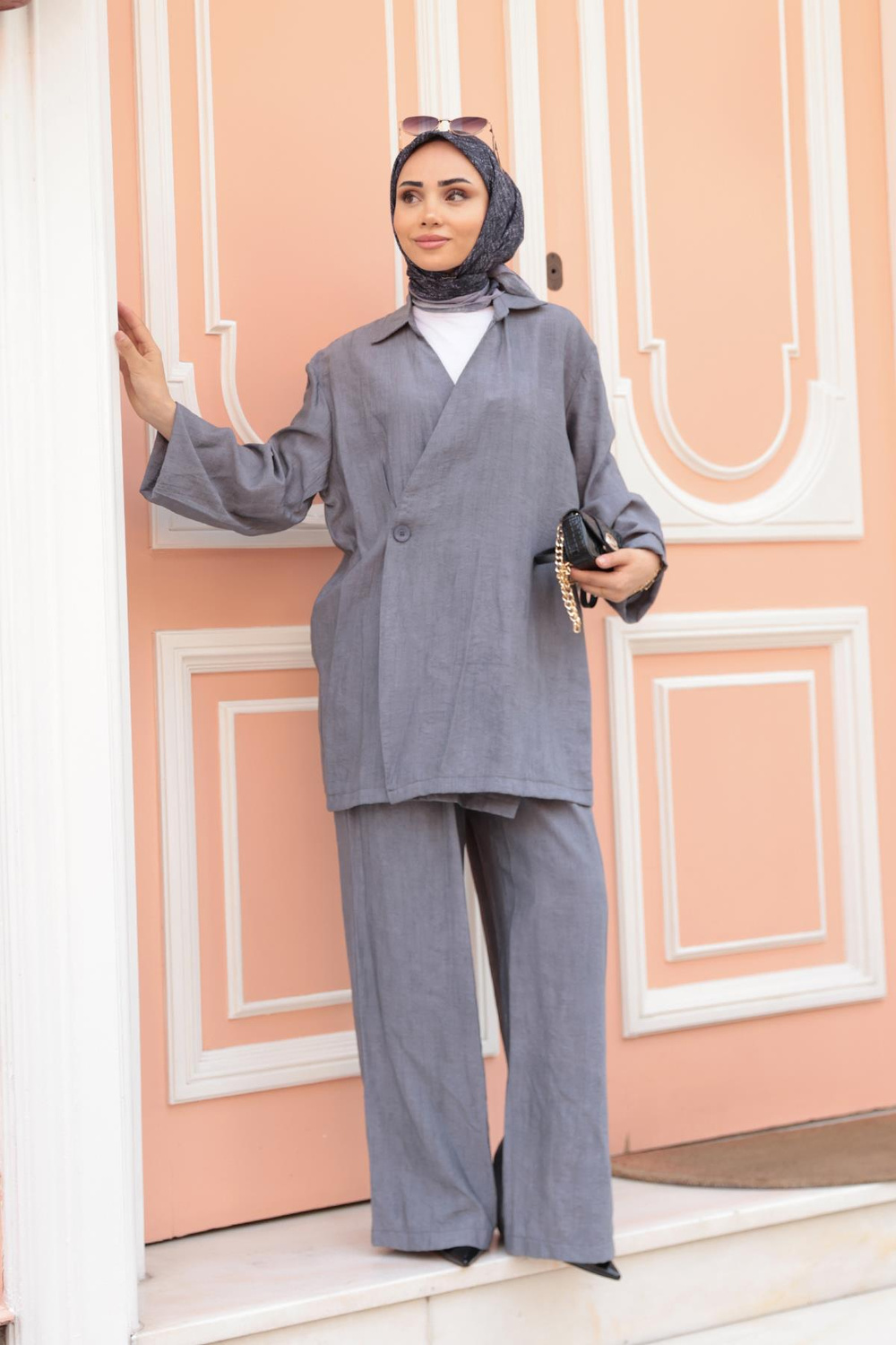 Yan Düğme Detaylı Takım Antrasit