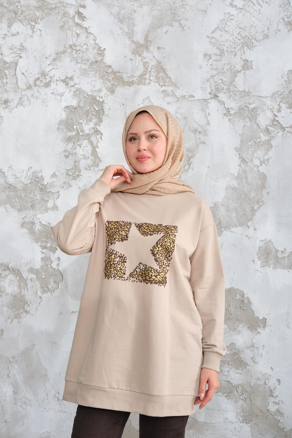 Yıldız Baskılı Sweat Taş